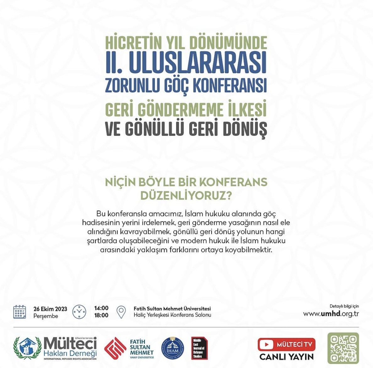 Hicretin Yıl Dönümünde II. Uluslararası Zorunlu Göç Konferansı