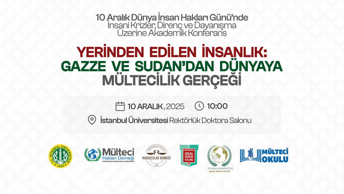 10 Aralık Dünya İnsan Hakları Günü’nde Akademik Konferans: ‘Yerinden Edilen İnsanlık – Gazze ve Sudan’dan Dünyaya Mültecilik Gerçeği’